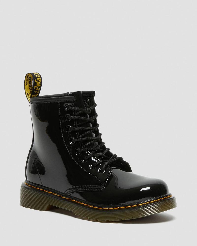 Dr Martens Junior 1460 Lak Leren Veterlaarzen Kinderen Zwart | NL 138TCE